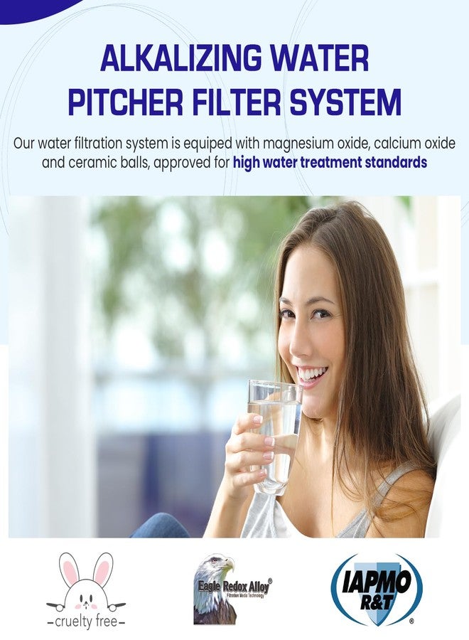 Crystal Quest Water Filter Pitcher- 12-Cup Capacity, Includes 1 Long-Life Filter, BPA Free, Meets NSF Standard 42 - Filters up to 2,000 Gallons - Alkalizing/White - Image 2